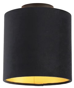 Candeeiro de teto com cortina de veludo preto com ouro 20 cm - Combi preto Clássico / Antigo