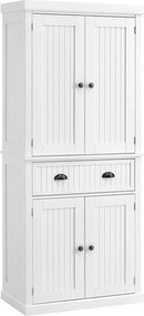 HOMCOM Buffet Armário de Cozinha 4 Portas com Gavetão e Prateleiras Ajustáveis Branco 76,2x40,2x183 cm | Aosom Portugal