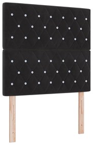 Cama Box Spring com Colchão e Banco Preto 100x200 cm Veludo