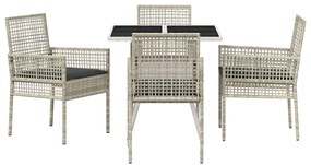 Conjunto de Jantar de 5 Peças Cinza Claro Rattan