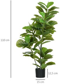 HOMCOM Planta Artificial Ficus 110 cm Planta Artificial com 90 Folhas