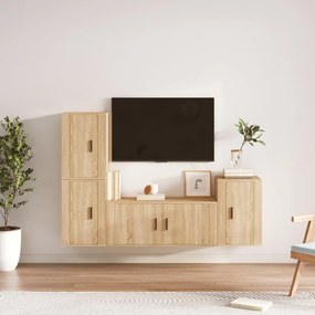 vidaXL Conjunto móveis de TV 4 pcs madeira processada carvalho sonoma