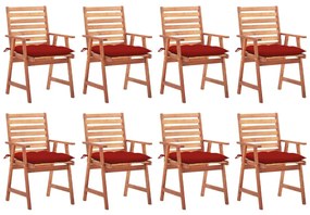 vidaXL Cadeiras de jantar p/ jardim 8 pcs c/ almofadões acácia maciça