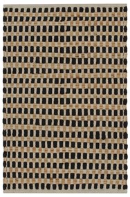 Conjunto de tapetes de WC artesanais juta natural e preto
