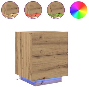 Cristaleira vidaXL com Luzes LED Carvalho Artesanal 45x40x55 cm