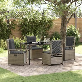 vidaXL Conjunto de Jantar de Jardim de 5 Peças Cinza Claro Rattan Poliproleno