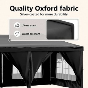 Tenda para festas dobrável com paredes laterais 3x6 m preto