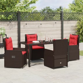 Conjunto de Jantar de Jardim 5 Peças Rattan Poly Castanho