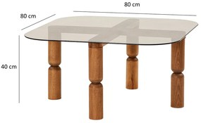 Mesa de Café Kei – Nogueira e Bronze – 80cm x 40cm x 80cm