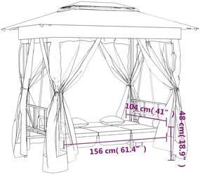Gazebo de jardim c/ banco baloiço conversível tecido/aço verde