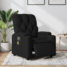 vidaXL Poltrona reclinável de massagens elétrica tecido preto