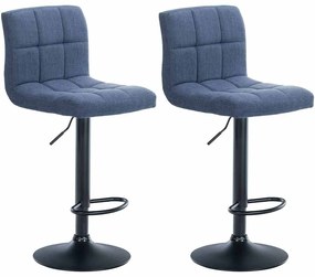 Conjunto de 2 bancos altos em tecido com estrutura preta 94-114 x 46 x 47 cm azul