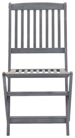 7 pcs conjunto de jantar jardim madeira acácia maciça cinzento