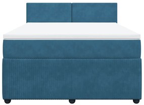 Cama com molas/colchão 140x200 cm veludo azul