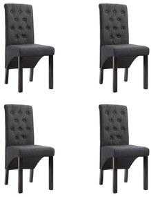 Cadeiras de jantar 4 pcs tecido cinzento-escuro