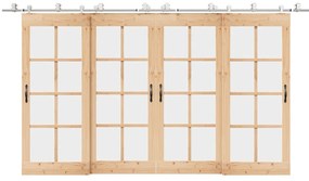 Kit ferragens p/ porta deslizante 400cm aço inoxidável prateado