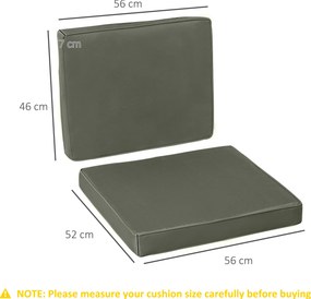 Almofadas para cadeiras e poltronas de jardim (NÃO INCLUÍDO) – assento e encosto com capas removíveis em poliéster, 56x52/56x46 cm, cinzento escuro