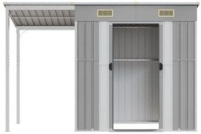 Abrigo de jardim com alpendre 277x107x181 cm aço cinza-claro