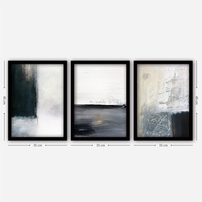 Pintura Decorativa em Moldura 3SC59 – Multicolor – 35 x 45 cm (3 Peças