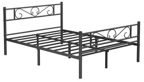 Cama metálica simples e elegante para quarto moderno. | VASAGLE | 198 x 141,8 x 87 cm | preto | RMB063B01.