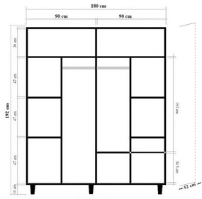 Guarda-roupa Imaj – Carvalho Sonoma – 180x192x52 cm