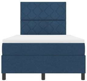Cama Box Spring com Colchão Azul Pequeno Duplo Tecido