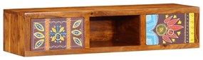 Armário de TV para parede 100x30x22 cm madeira acácia maciça