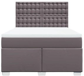 Cama com molas/colchão 160x200 cm couro artificial cinzento
