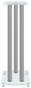 Suportes colunas 2pcs vidro temperado design 3 pilares prateado