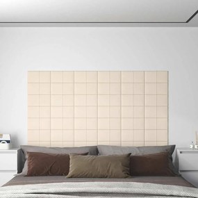 vidaXL Painel de parede 12 pcs 30x15 cm veludo 0,54 m² cor creme