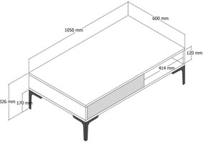 Mesa de Centro Istanbul – Branco – 105x32,6x60 cm
