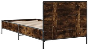 Estrutura de cama derivados de madeira e metal carvalho fumado