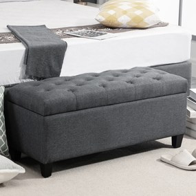 Banco com espaço de arrumação 100 x 40 x 44 cm ou para cama, baú de arrumação para sala, quarto e hall de entrada, cinzento escuro