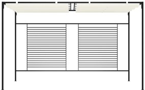 Gazebo com telhado retrátil 3x4x2,3 m 180 g/m² cor creme