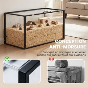 Gaiola para Hamster, 105 x 51 x 51 cm, Vista Panorâmica de 360°, Preto