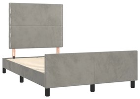 Estrutura de cama sem colchão 120x200 cm veludo cinzento-claro