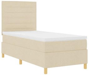 Cama Box Spring com Colchão Creme 100x200 cm Tecido