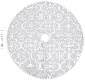 Saia de árvore de Natal luxuosa 150 cm com meia tecido branco