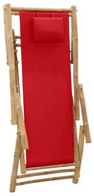 Cadeira de terraço de bambu e lona vermelho