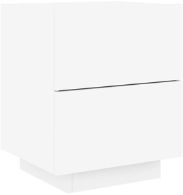 Mesa de cabeceira com luzes LED derivados de madeira branco