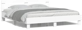 vidaXL Estrutura de cama com cabeceira e luzes LED 160x200 cm branco