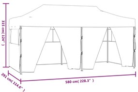 Tenda dobrável profissional festas 4 paredes 3x6m aço antracite