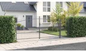 vidaXL Portão de Jardim com Ponta de Lança Cinza 175x500 cm em Aço
