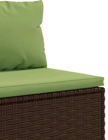 5 pcs conjunto lounge jardim c/ almofadões vime PE castanho