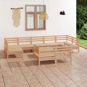 vidaXL 10 pcs conjunto lounge de jardim pinho maciço