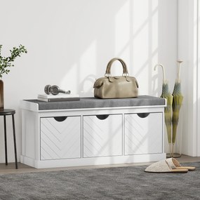 Banco para Calçado de Entrada com Arrumação, 105 x 35 x 47 cm, 3 Gavetas Amovíveis, Branco