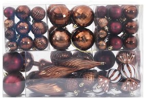 Enfeites de Natal 98 pcs Ø3/4/6 cm castanho