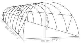 Estufa 32 m² 8x4x2 m