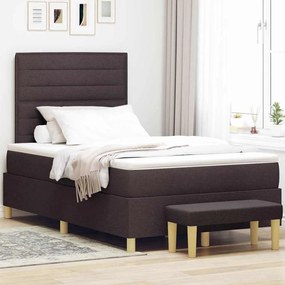 vidaXL Cama Box com Colchão e Banco Marrom Escuro 120x190 cm Tecido