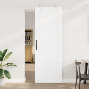 Porta Deslizante vidaXL com Conjunto de Ferramentas Branca 83x232 cm Madeira de Pinho Sólida